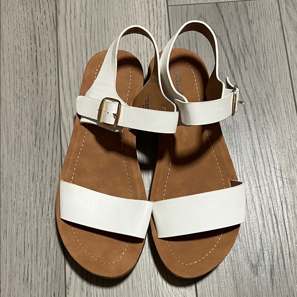 White and Tan Sandals